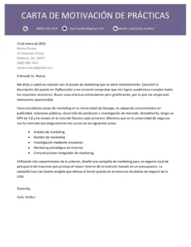 Ejemplo de carta de motivación