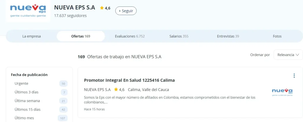 Trabajar en Nueva EPS: Requisitos, Proceso