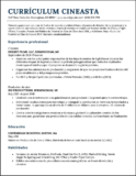Ejemplo de currículum de  Cineasta ▷  Plantilla + Guía