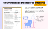 5 Ejemplos de currículum de Diseñador de Interiores