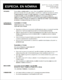 Ejemplo de currículum de Especialista en nóminas