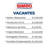 Trabajar en Bimbo: Postúlate aún Empleo
